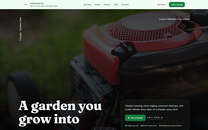 Canopy — live Lawn & Landscape · Outdoor Services demo site
