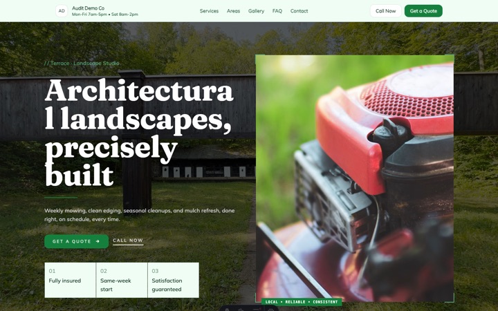 Terrace — live Lawn & Landscape · Outdoor Services demo site