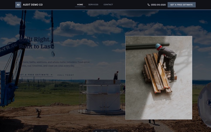 Atrium — live Construction · General Contractor demo site