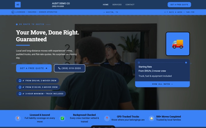 Ribbon — live Moving Company · Residential & Commercial demo site
