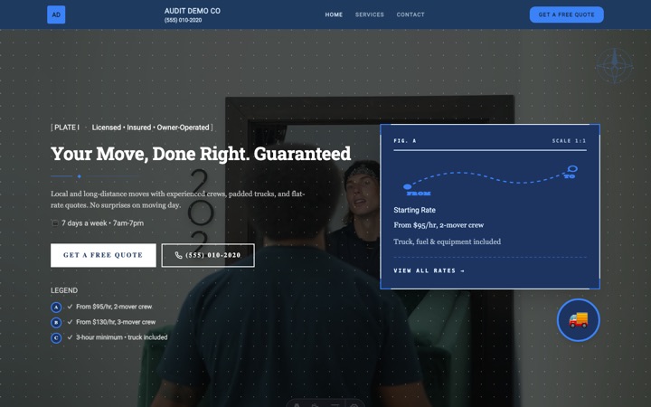 Atlas — live Moving Company · Residential & Commercial demo site