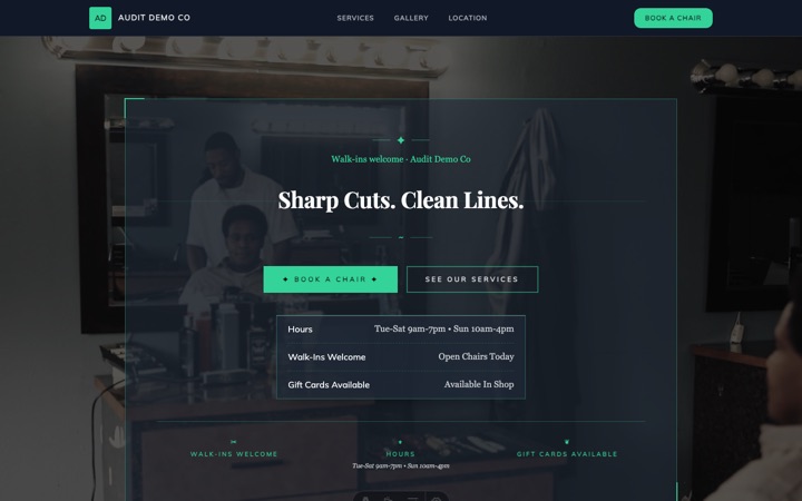 Ledger — live Barber Shop · Men's Grooming demo site