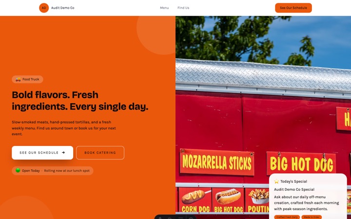 Street Feast — live Food Truck · Street Food demo site