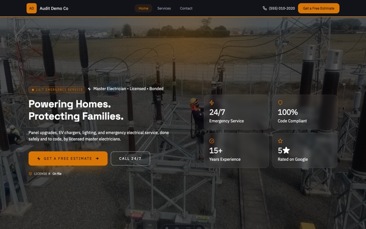 Volt — live Electrician · Electrical Services demo site